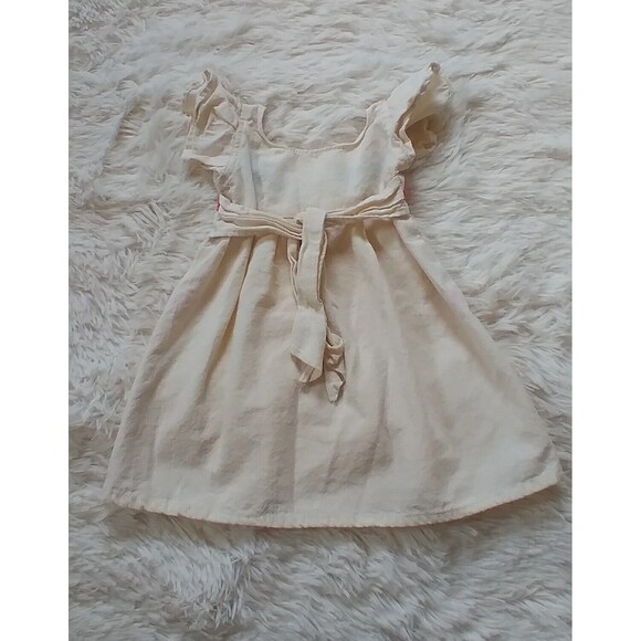 Handmade Baby Girls Boho Dress Embroidered Bow Ivory Size 3-9 Months - Picture 3 of 10